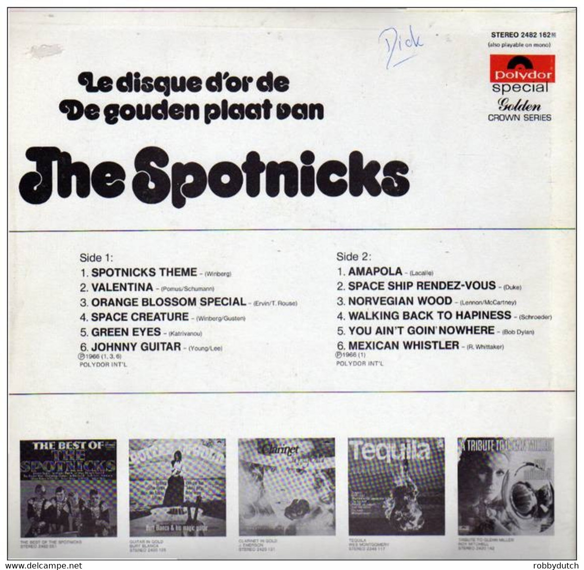 * LP *  THE SPOTNICKS - LE DISQUE D'OR DE / DE GOUDEN PLAAT VAN (Belgium 1966) - Instrumental