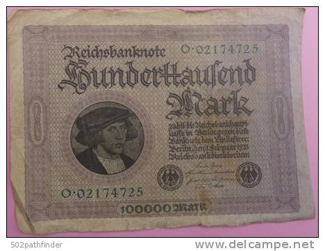 100 000 Mark 02 1923 - Reichbanknote - 2 Adlers Z/siegel - O.02174725  [P83] - 100000 Mark