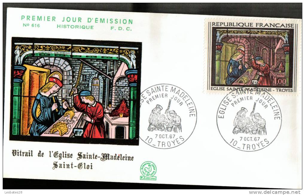 FRANCE-TIMBRES-  Marcophilie (Lettres)-EGLISE SAINTE MADELEINE.-VITRAIL- SAINT LOI- Premier Jour--TIM-CLAS- 2012-18 - Cachets Commémoratifs