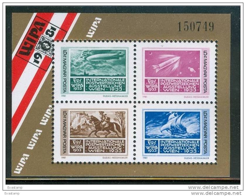 HUNGARY-1981.Souvenir Sheet - WIPA,Philatelic Exhibition  MNH!! - Zeppelin