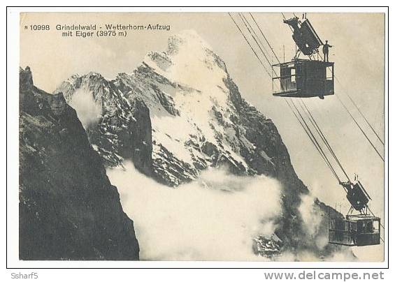 GRINDELWALD-WETTERHORN-AUFZUG Mit EIGER Gros Plan TELEPHERIQUE ANIMÉ Seltene Ansicht C. 1908 - Grindelwald