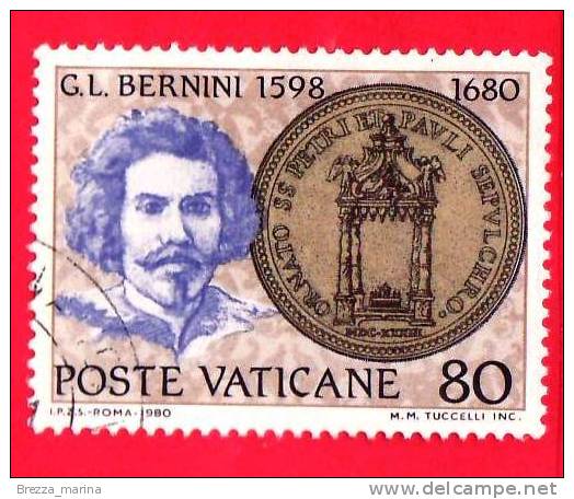 VATICANO - 1980 - Usato - 3º Centenario Della Morte Di G.L.Bernini - 80 L. • Baldacchino In S.Pietro - Used Stamps