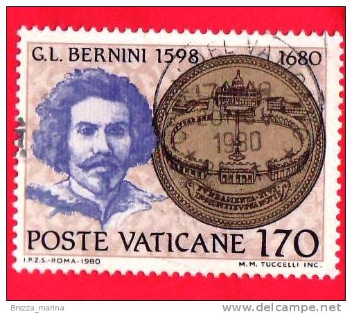 VATICANO - 1980 - Usato - 3º Centenario Della Morte Di G.L.Bernini - 170 L. • Progetto Di Piazza S.Pietro - Used Stamps