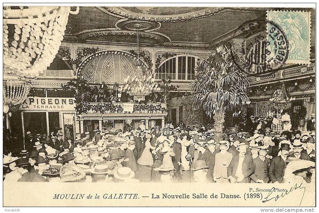 CP  MOULIN DE LA GALETTE La Nouvelle Salle De Danse 1898(lustres, Concert, Musiciens, Danseurs) - Kabarett