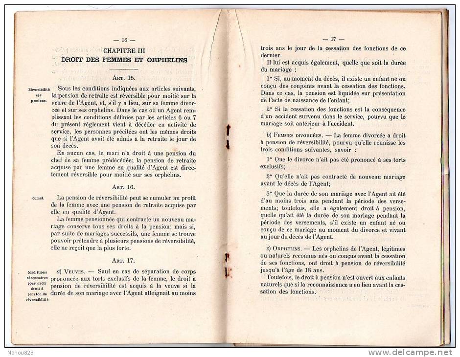 COMPAGNIE DES CHEMINS DE FER DU MIDI REGLEMENT DES CAISSES DE RETRAITE 1911 A 1929 - Railway & Tramway