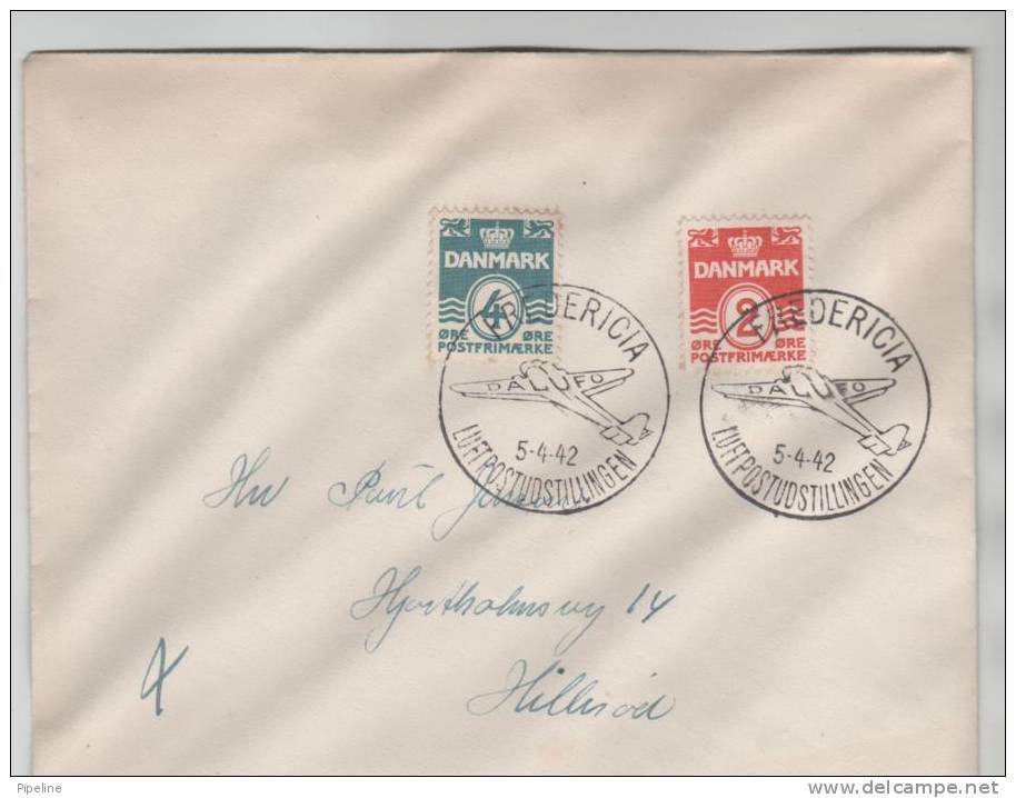 Denmark Cover Fredericia 5-4-1942 Air Mail Exhibition DALUFO - Brieven En Documenten