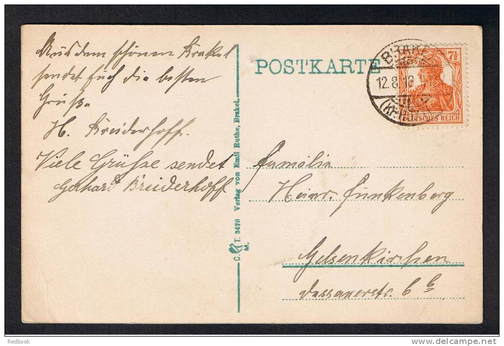 RB 834 - 1918 Postcard Brakel Hoxter Germany - 7 1/2pf Rate - Good Cancel - Brakel