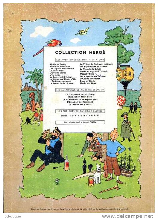 Tintin : Les Sept Boules De Cristal   Réed. B30 1961 - Hergé