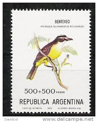 Q860.-.ARGENTINA .-. 1978 .-. MI #: 1351 .-. MNH -  BIRDS / AVES .-. PITANGUS SULPHARATUS  BOLIVIANUS - Nuovi