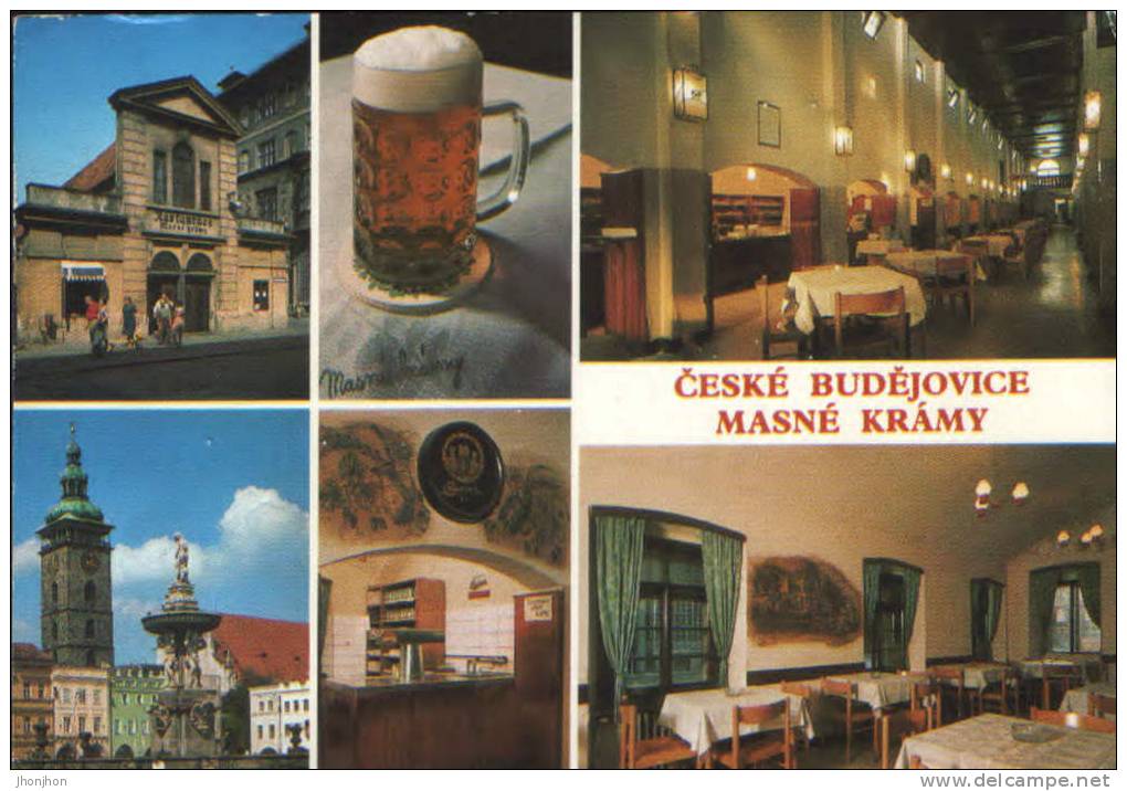 Czech Republic-Postcard 1984-Ceske Budejovice-  Masne Kramy Restaurant. - Restaurantes