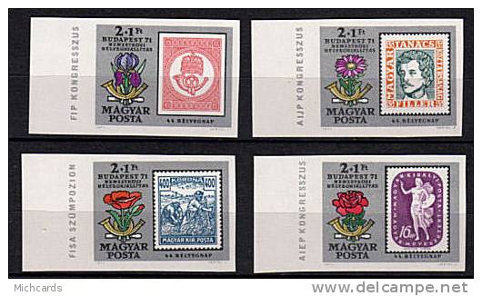HONGRIE 1971 - Budapest 71 (Fleurs) - Serie Non Dentelee Neuve Sans Charniere (Yvert 2171/74) - Nuovi