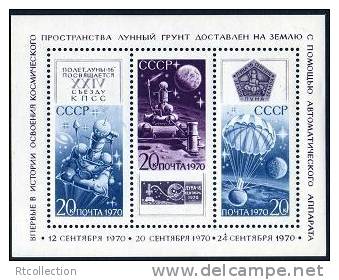 USSR Russia 1970 Luna 16 Unmanned Automatic Moon Mission Space Soviet M/S Stamps MNH Michel 3827-3829 Bl.66 Russia 3801 - Collections