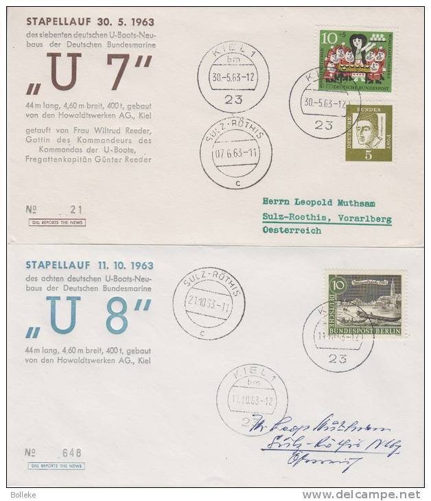 Sous Marins - Berlin - République Fédérale - 4 Lettres De 1963  - U5 à U 8 - Sottomarini