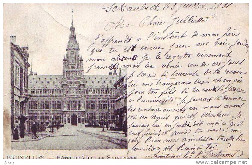 SCHAERBEEK = Hôtel De Ville (écrite) 1901 + Pub Marbrerie Au Verso - Schaarbeek - Schaerbeek