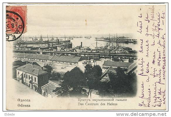 Odessa Das Centrum Des Hafens    Postally Used  Ukrania 1905 To Rosey Rase Hte Saone - Ucrania