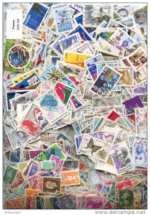 Lot De Timbres De France (2500 Differents) - Lots & Kiloware (mixtures) - Min. 1000 Stamps