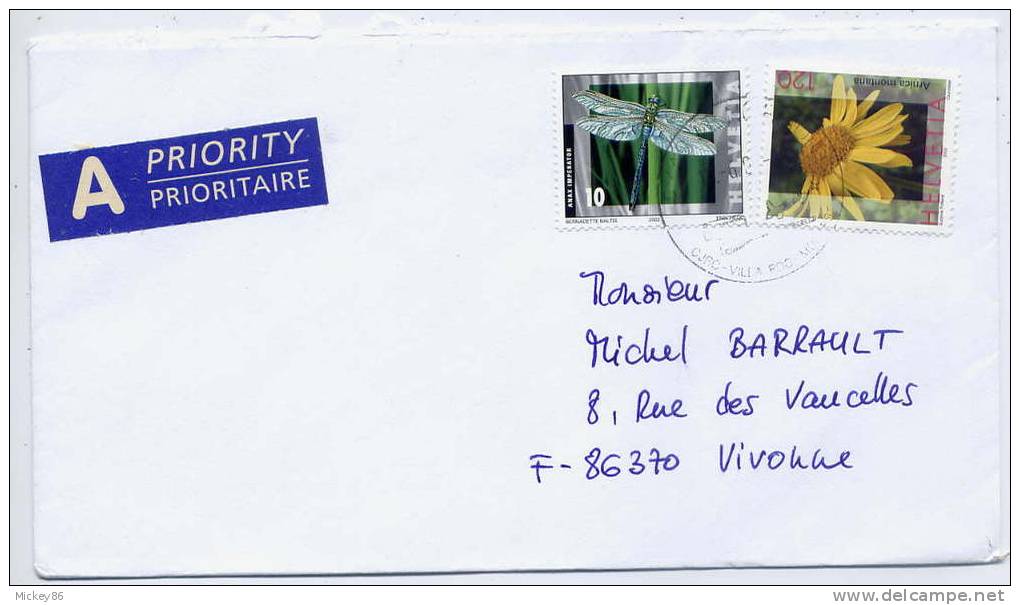 Suisse --2003--lettre Pour La France  -- Avec Tp  Libellule (insecte) Et Fleur - Cartas & Documentos