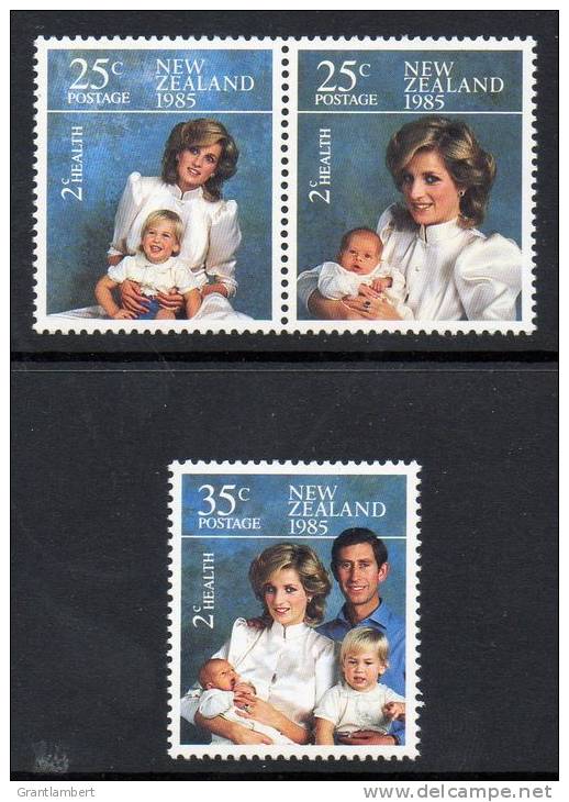 New Zealand 1985 CHealth - Diana & Charles Set Of 3 MNH - Unused Stamps