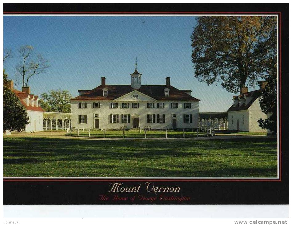 CPM      MOUNT VERNON       THE HOME OF GEORGE WASHINGTON    WEST FRONT OF MANSION - Charleston