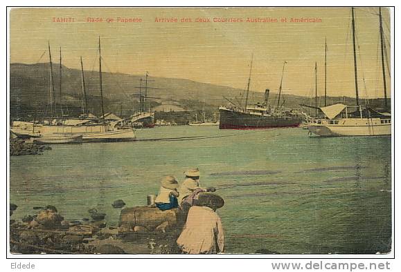 Rade De Papeete Arrivée 2 Courriers Australie Et USA  P. Used To USA 1911 Sharks Requin - French Polynesia