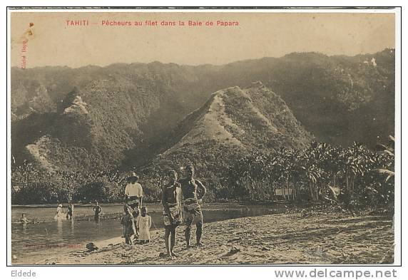 Tahiti Pecheurs Au Filet Dans La Baie De Papara Cliché Bopp Edit March Colonial - Polynésie Française