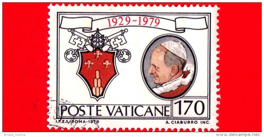 VATICANO - 1979 - Usato - 50º Anniversario Dello Stato Della Città Del Vaticano - 170 L. • Paolo VI - Oblitérés