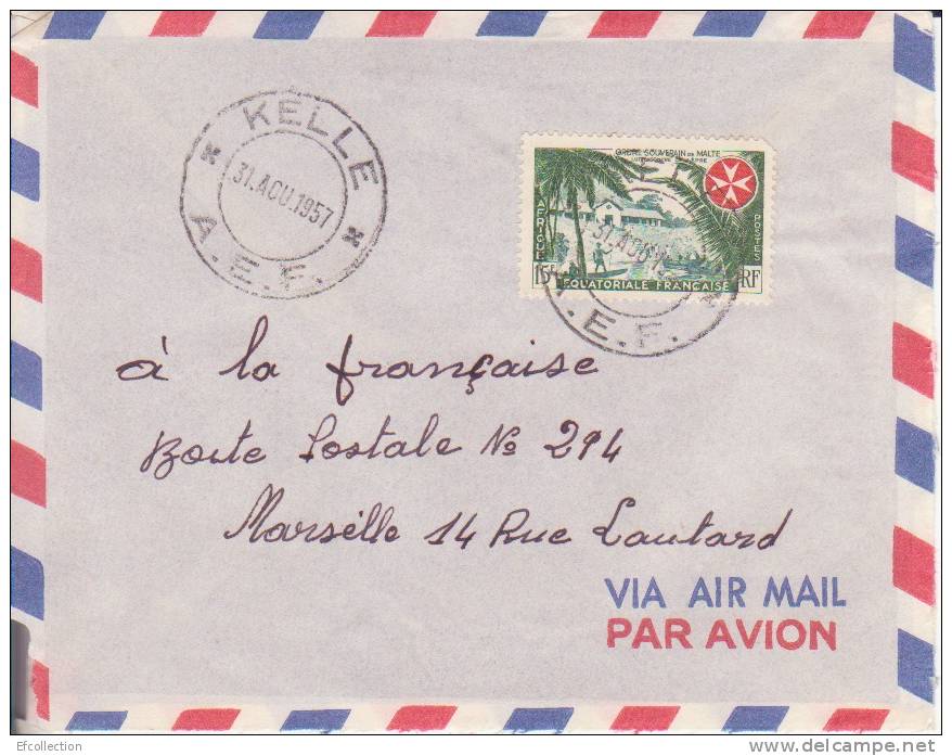 KELLE - CONGO - 1957 - Afrique,colonies Francaises,avion,lettre,m Arcophilie - Lettres & Documents