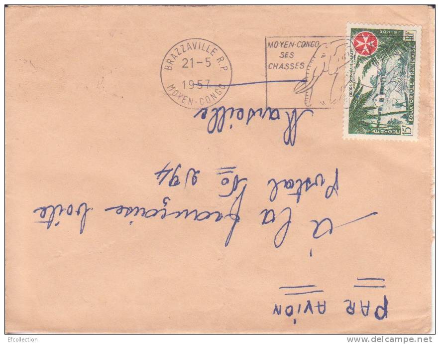 BRAZZAVILLE R.P. - MOYEN CONGO - 1957 - Afrique,colonies Francaises,avion,lettre,f Lamme,marcophilie - Briefe U. Dokumente