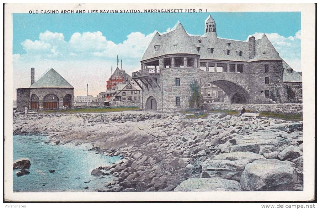 CPA - (Etats-Unis) Narragansett Pier, Old Casino Arch And Life Saving Station - Andere & Zonder Classificatie