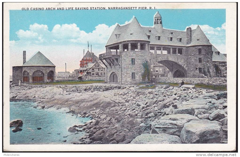CPA - (Etats-Unis) Narragansett Pier, Old Casino Arch And Life Saving Station - Autres & Non Classés