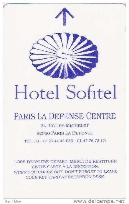 France - Paris La Defense Centre Sofitel Hotel Magnetic Key Card - Cartes D'hotel