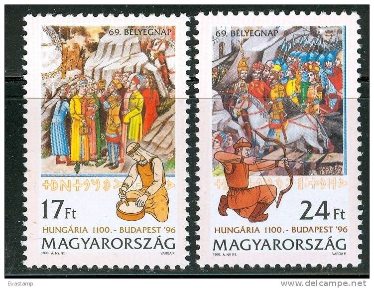 HUNGARY-1996. 69th Stampday (History,Horse)MNH!! Mi:4406-4407 - Unused Stamps