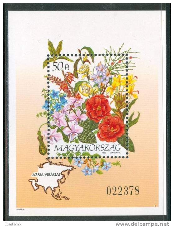HUNGARY-1993.Souvenir Sheet-Flowers Of Asia (Orchids) MNH!! Mi:Bl.224 - Neufs