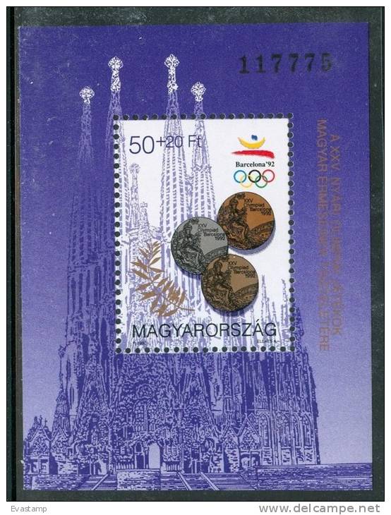 HUNGARY-1992.Souvenir Sheet-Summer Olympics,Barcelona(Sport,Medal) MNH!!Mi:Bl.222 - Unused Stamps