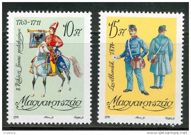 HUNGARY - 1992. Clothes Of Postrider And Letter Carrier (CostumesMNH! Mi:4225-4226 - Nuovi