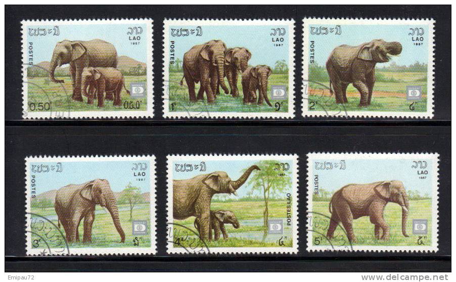 LAOS- Timbres N° 791 à 796 -oblitérés - Eléphants