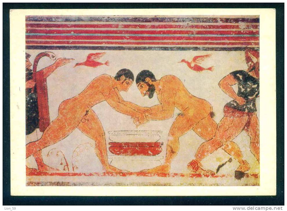 53003 / SPORT Wrestling , Lutte , Ringen - Fresco From Tomb In Tarquinia AUGUR Postcard - Worstelen