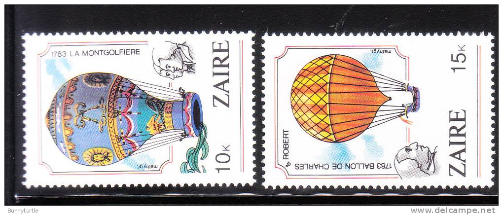 Zaire 1984 Manned Flight Bicentennial 2v MNH - Unused Stamps