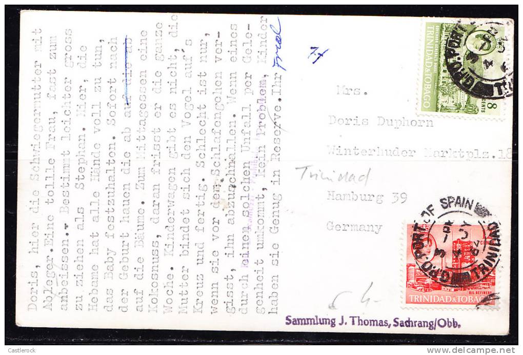 T)1964,CIRC.POSTAL CARD TRINIDAD AND TOBAGO TO GERMANY,SCN 93,95.- - Trinidad & Tobago (1962-...)