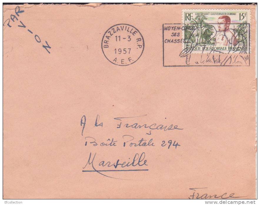 BRAZZAVILLE - R.P. - CONGO - 1957 - Afrique,colonies Francaises,avion,lettre,f Lamme,marcophilie - Lettres & Documents