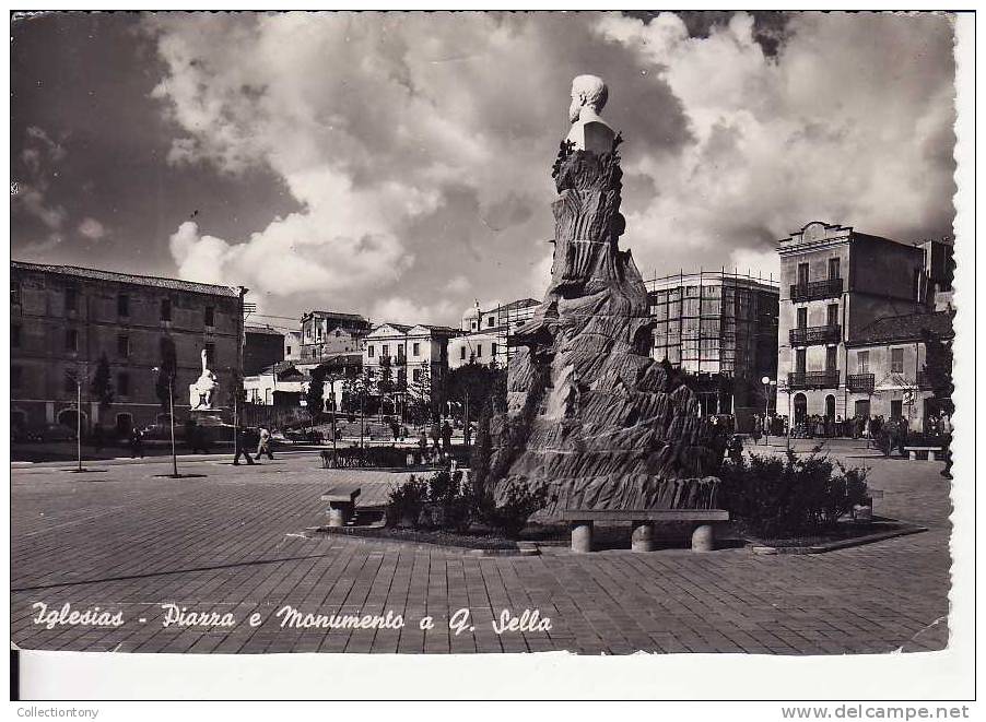 Iglesias - Piazza E Monumento A Q. Sella - Formato Grande -  Viaggiata 1951 - Iglesias