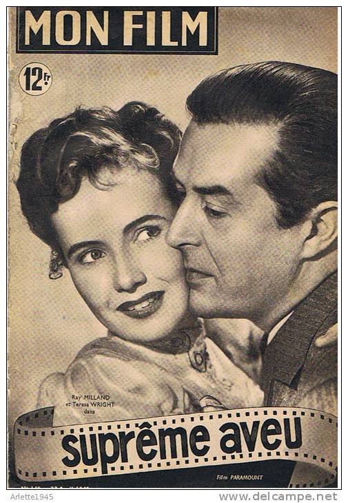 MON FILM   SUPREME AVEU Avec Ray MILLAND Et Teresa  WRIGHT - Cassette Beta