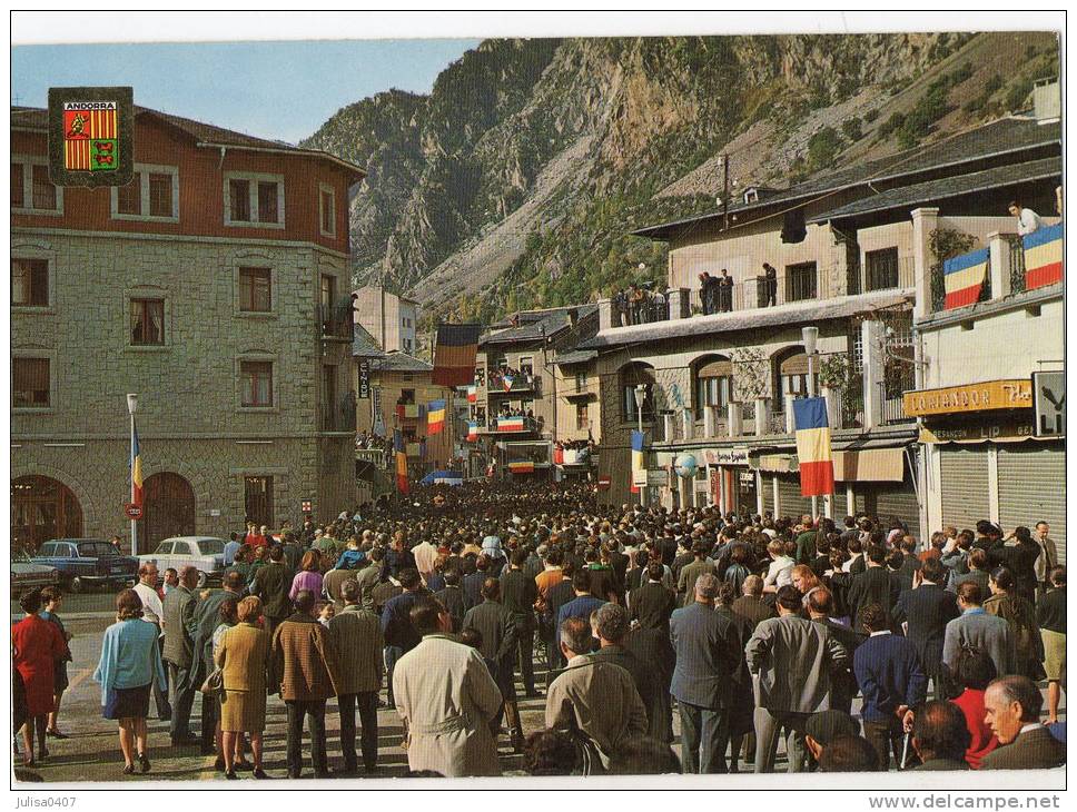 ANDORRE Cpsm Discours Du Général De Gaulle Belle Animation - Andorra