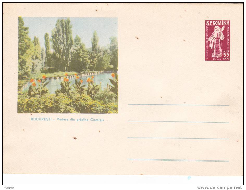 TOURISM, CISMIGIU LAKE IN BUCHAREST,1958 RARE! COVER STATIONERY,ENTIER POSTAL UNUSED ROMANIA. - Other & Unclassified