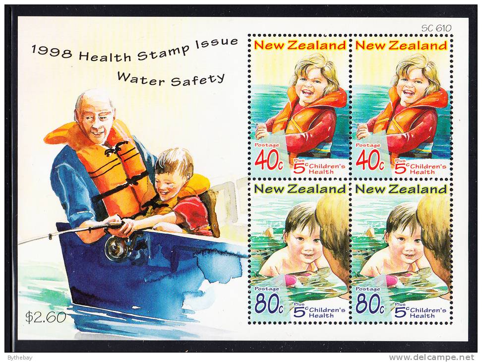 New Zealand Scott #B160a MNH Miniature Sheet Of 4 Health Stamps - Water Safety - Unused Stamps