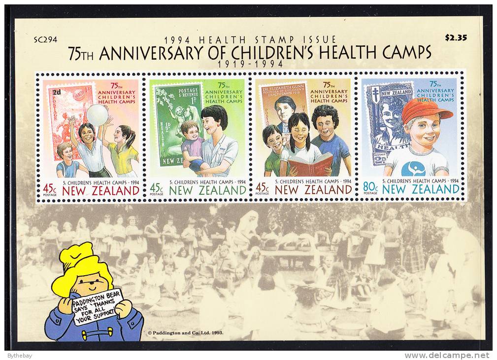 New Zealand Scott #B148a MNH Souvenir Sheet Of 4 Health Stamps - 75th Anniversary Of Health Camps - Unused Stamps