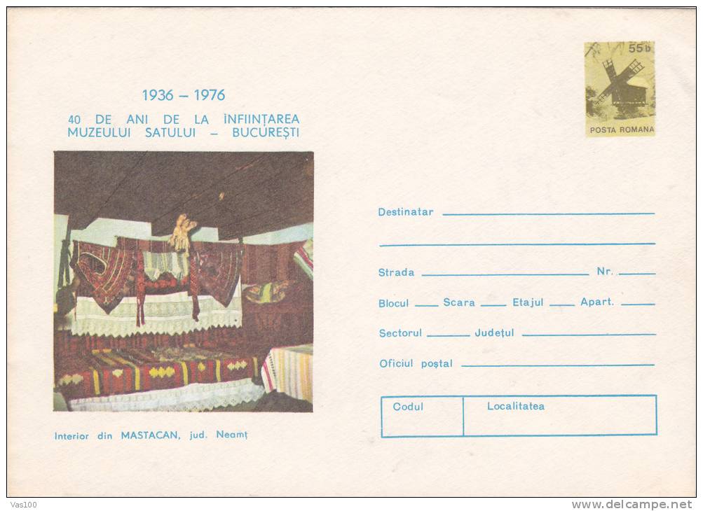 WINDMILLS,MOULINS 1976,COVER STATIONERY,ENTIER POSTAL UNUSED,ROMANIA. - Molens