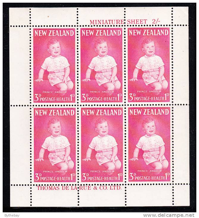 New Zealand Scott #B66a MH Miniature Sheet Of 6 Health Stamps - Prince Andrew - Nuevos