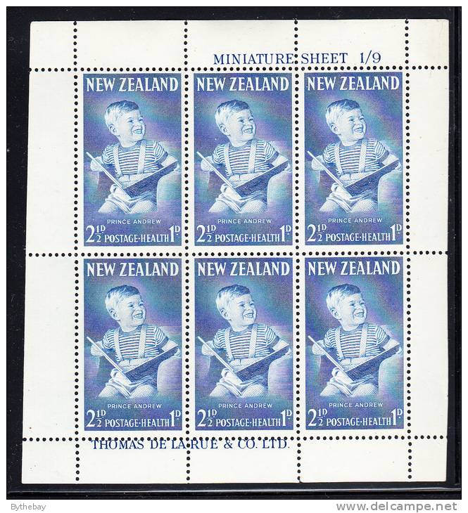 New Zealand Scott #B65a MH Miniature Sheet Of 6 Health Stamps - Prince Andrew - Ongebruikt