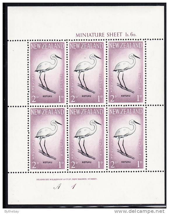 New Zealand Scott #B61a MH Miniature Sheet Of 6 Health Stamps - Kotuku (Great White Egret) - Nuevos
